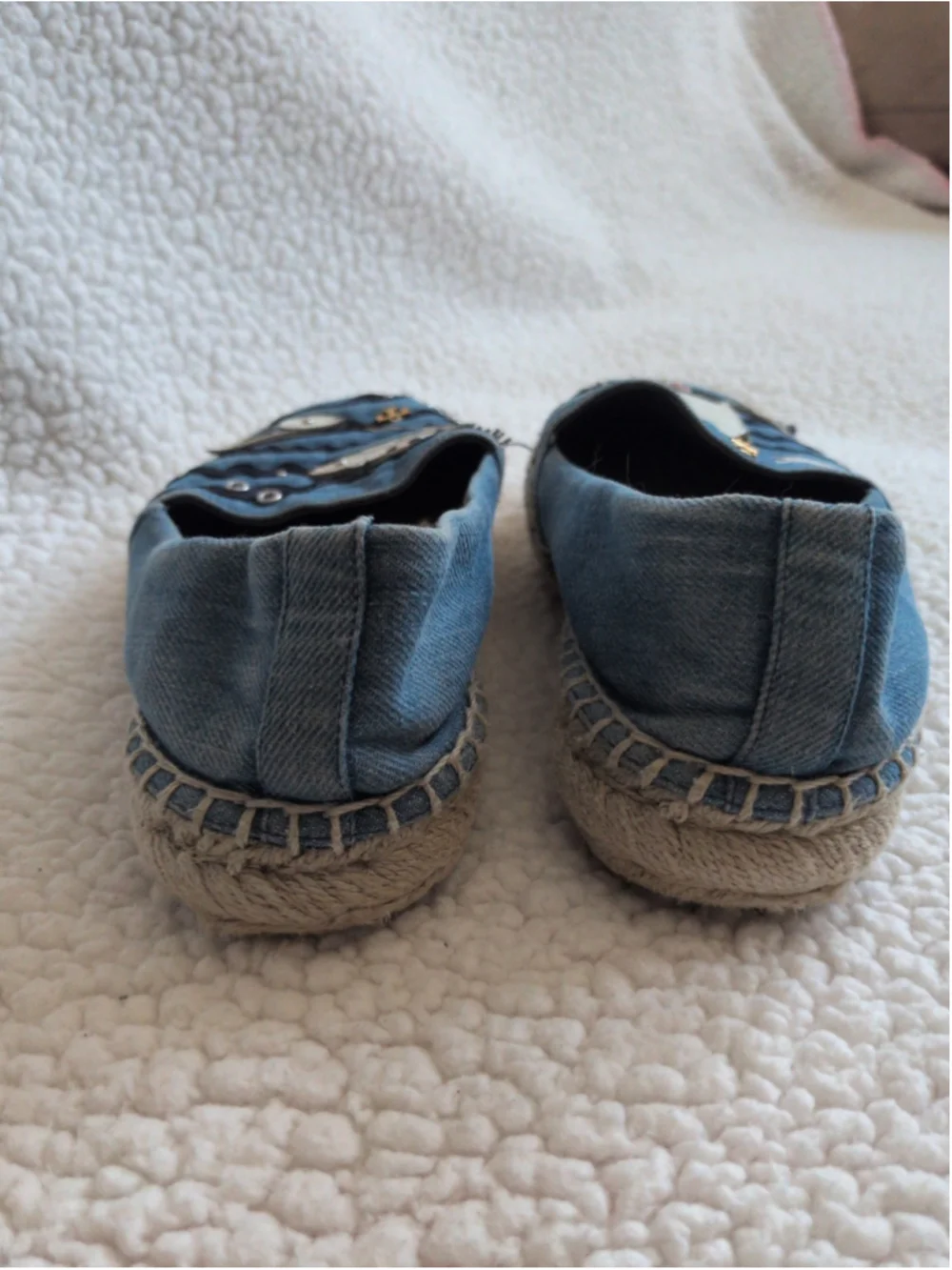 Tory Burch seaside nautical denim coastal fish resortwear espadrilles sandals